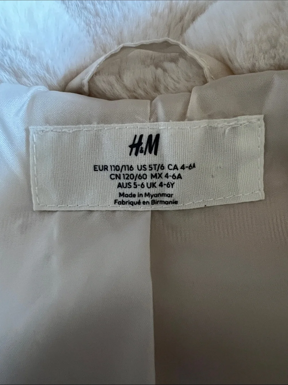 H&M Girls Cream Faux-Fur Coat